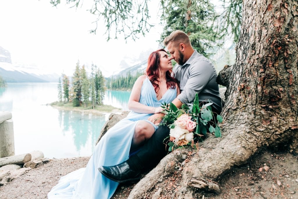 Couple Vow Renewal at Spirit Island Jasper National Park