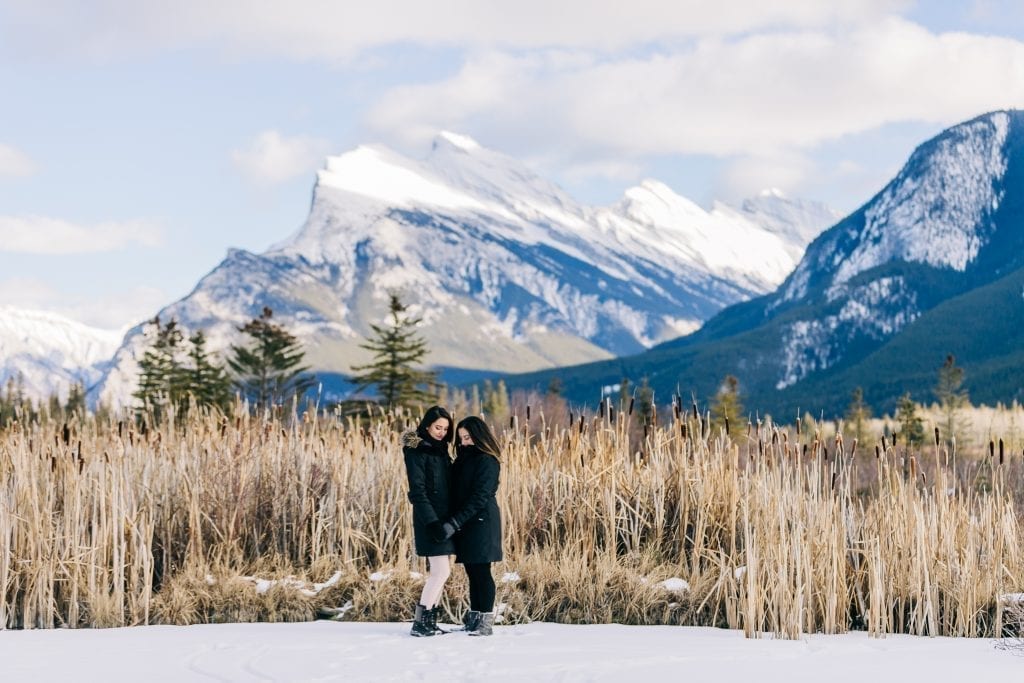 couple at Vermillion lake Banff