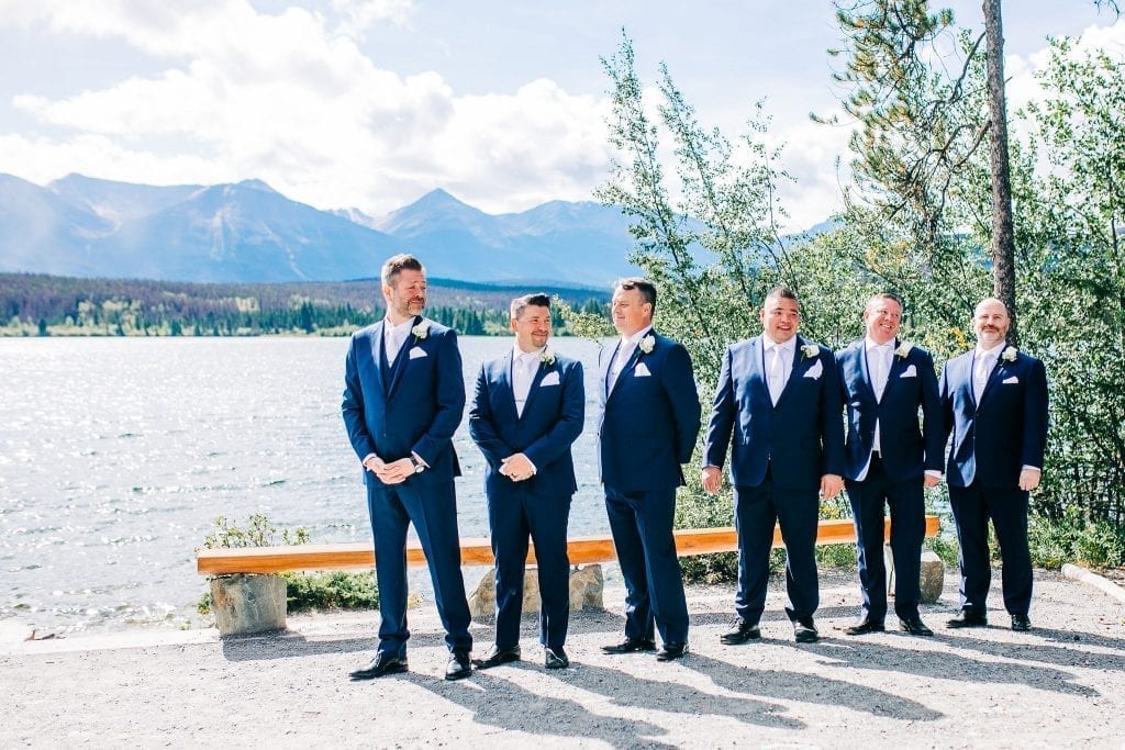 Groom and Bridal Party ready to start ceremony on Pyramid Lake